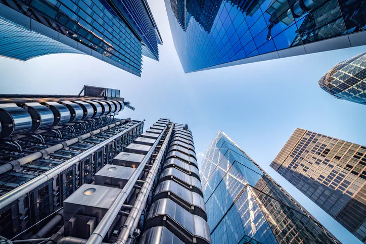 Financial services district skyline